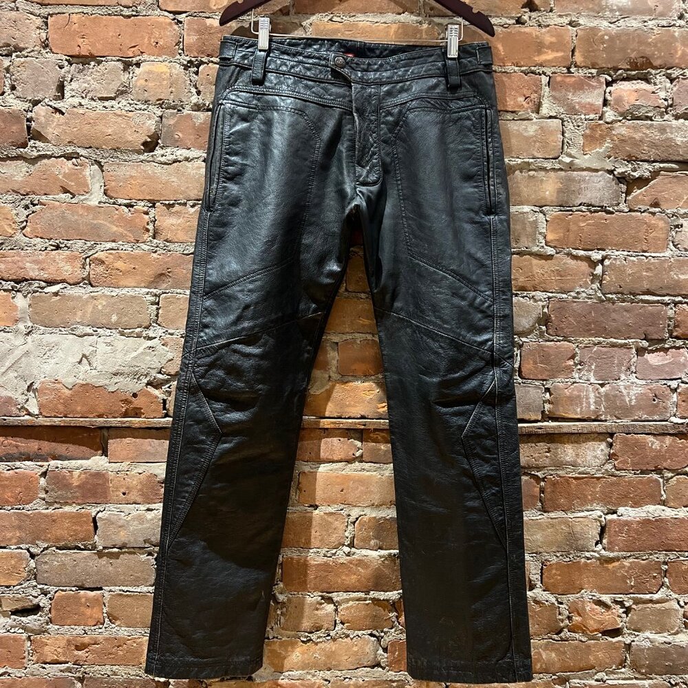 Diesel “Industry Division” Black Washed Leather Pants